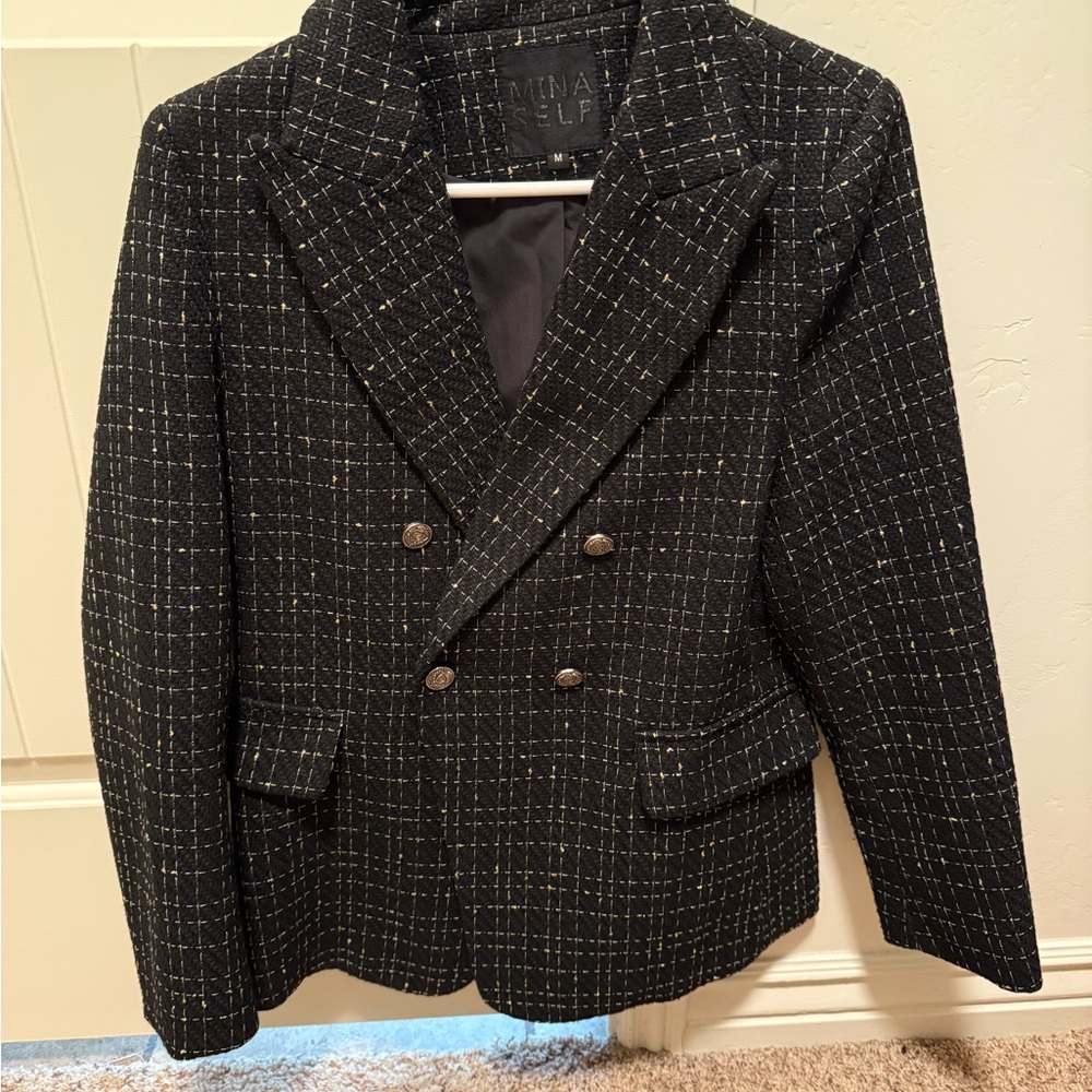 Black and Gold Double-Breasted Suit Jacket